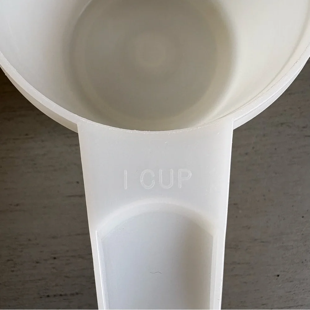 VTG Tupperware White Clear Measuring Cups Nesting 1 cup, 3/4 cup, 2/3 cup USA